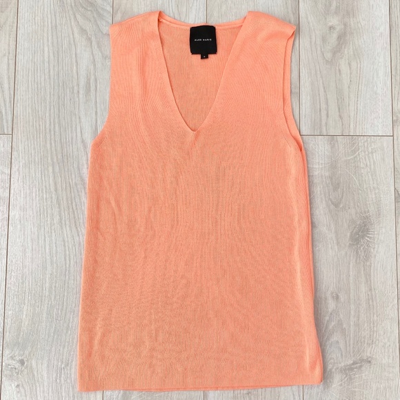 Orange V-Neck Sleeve Pullover Sweater Vest - Picture 2 of 16